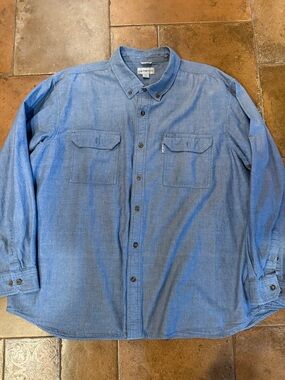 CARHARTT Men’s Chambray Relaxed Fit Button Down Shirt 3XL Blue